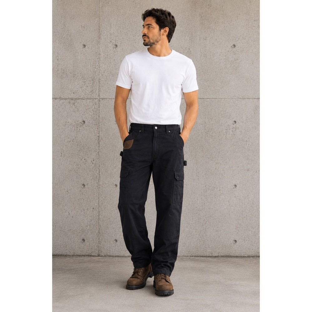 Wrangler Workwear Cargo Pants Black Ripstop 40x32 Utility Cotton Men's